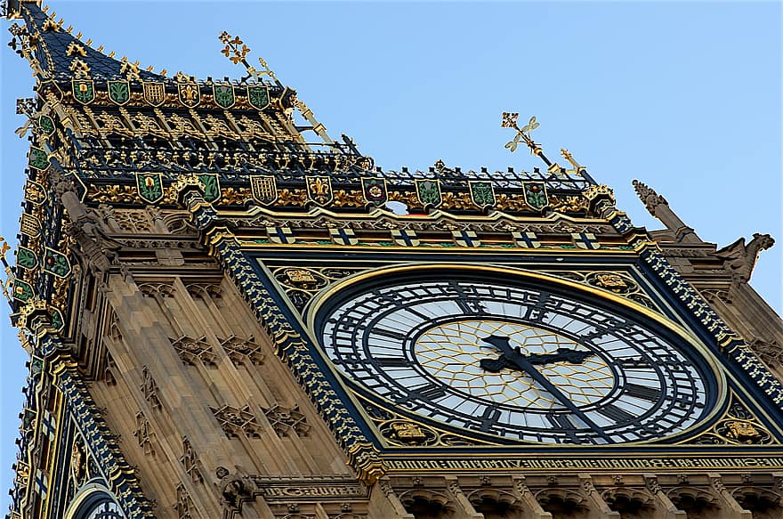 Clock, London, Bigben, Monument, Landmark, Time, Hours, Minutes, Outdoors