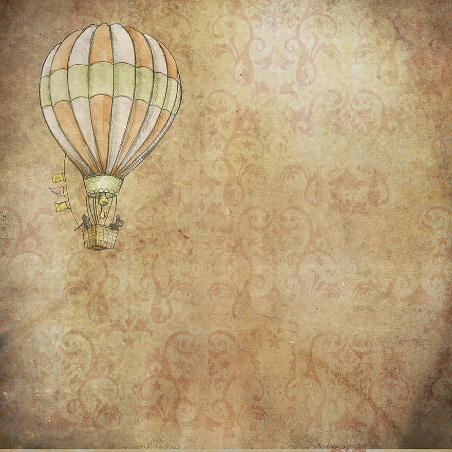 Grunge, Wall, Texture, Wallpaper, Air, Balloon, Hot, Hot Air Balloon, Background, Backdrop, Paper