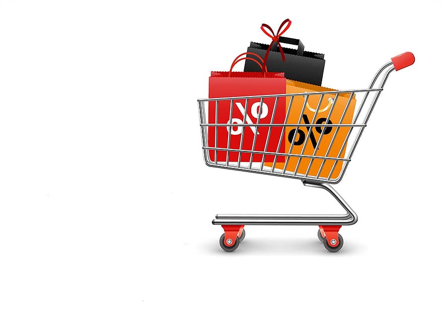 vozík, Prodej, nákupní tašky, nákupní košík, supermarket, promo, sleva, nakupování, trh