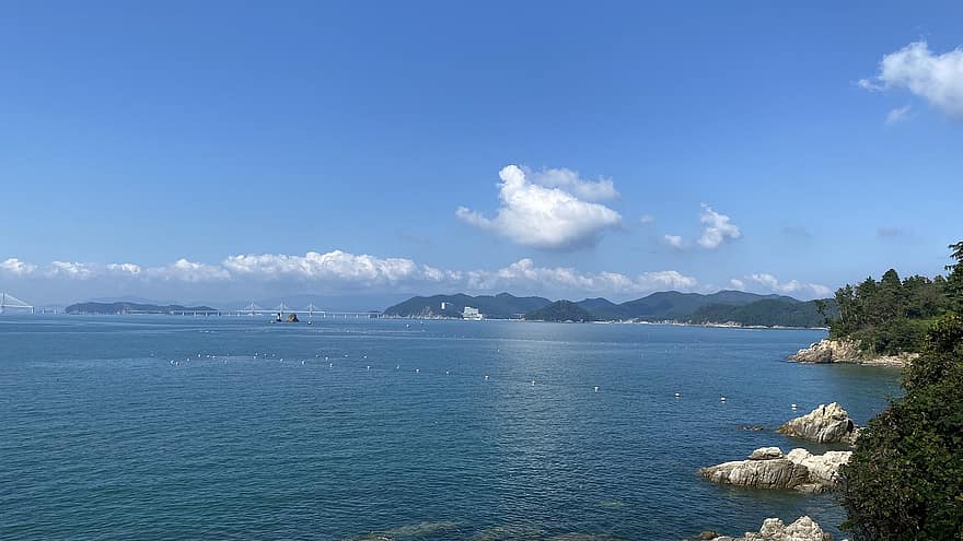 ビーチ、巨済島、韓国、海