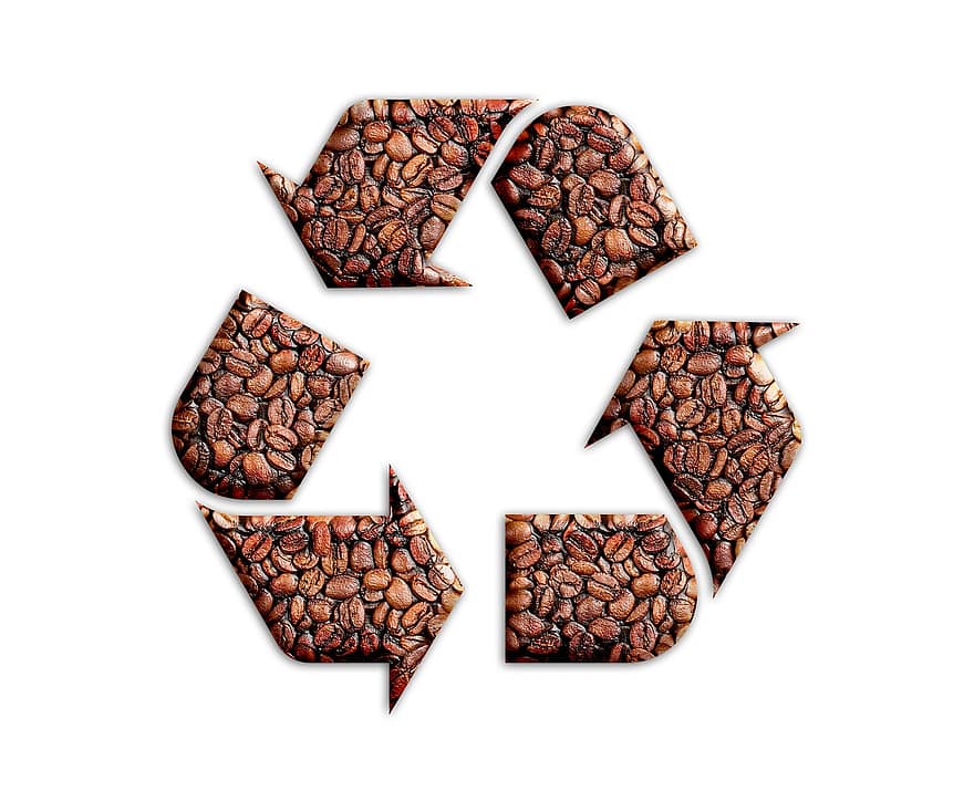 reciclar, símbolo, granos de café, café, reciclaje, resumen, clipart, imprimible, vendimia, retro, Art º