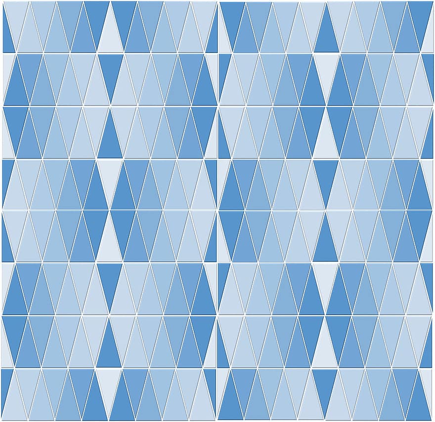 Blue, Monochrome, Geometric, Design, Shades, Hues, Tiles, Grid, Triangles, Angles, Outlines