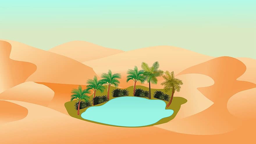 oasis, naturaleza, Desierto, arena, naturaleza naranja, desierto naranja, Naranja Natural