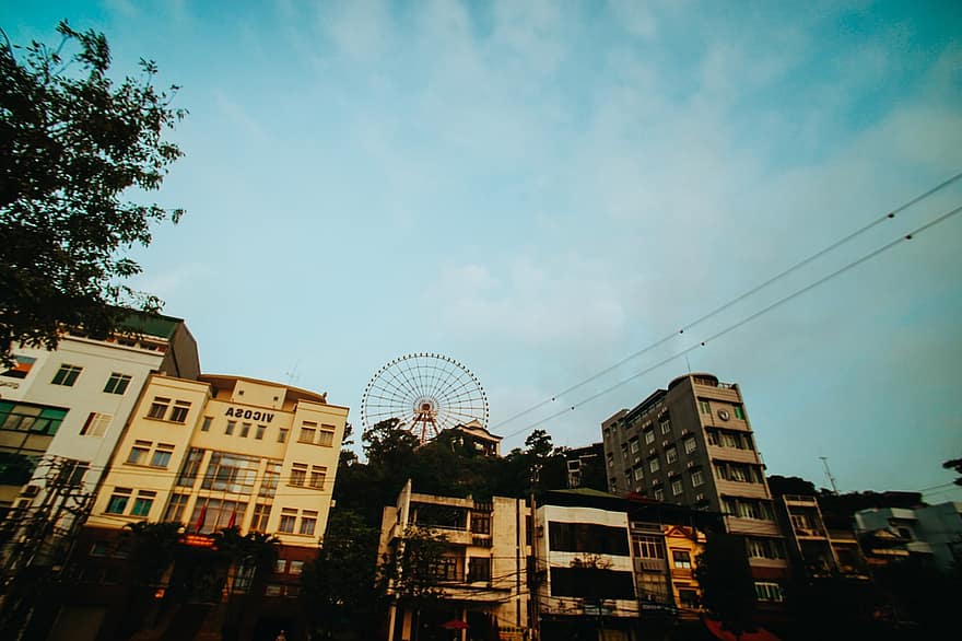 City, Street, Urban, Building, Buildings, Architecture, Outdoors, Town, Happy, Infrastructure, Ferris Wheel