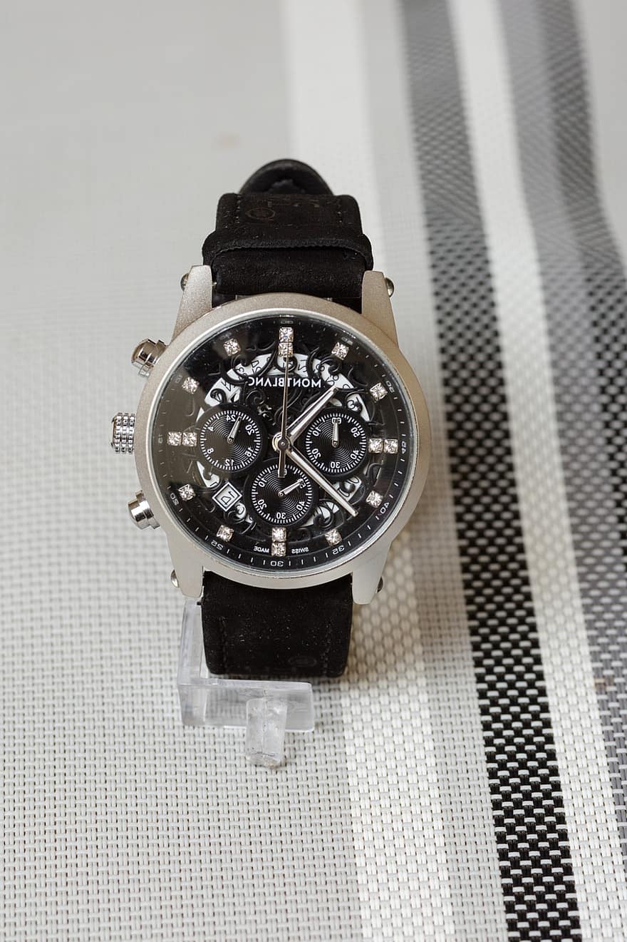 reloj de pulsera, reloj, hora, Mont Blanc, horas, minutos, accesorio, Moda, diseñador