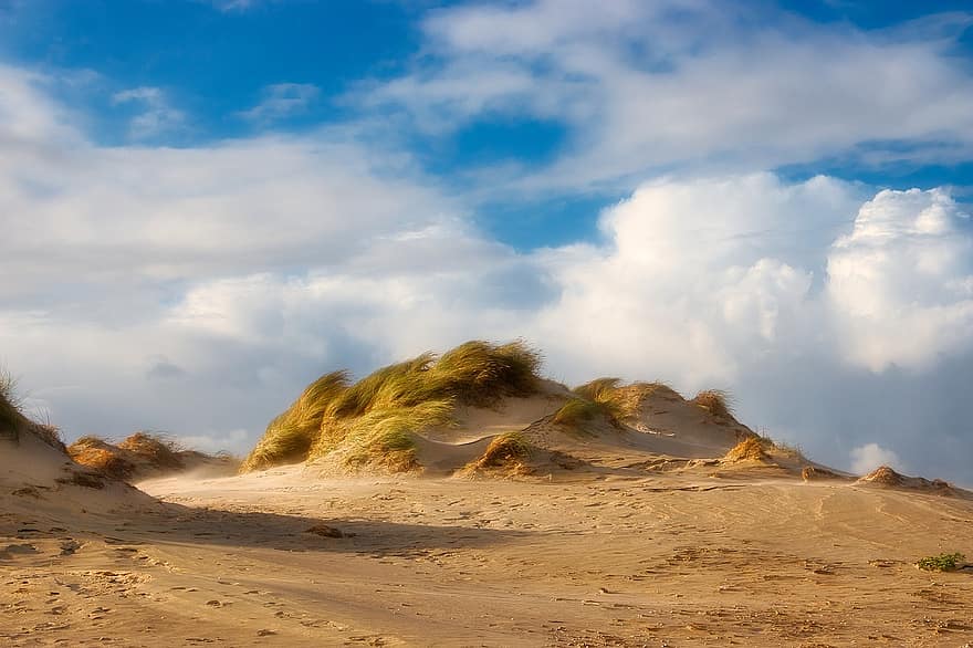 cồn cát, cát, những đám mây, phong cảnh, hình nền, phong cảnh, kỳ nghỉ, mùa hè, màu xanh da trời, đám mây, bầu trời