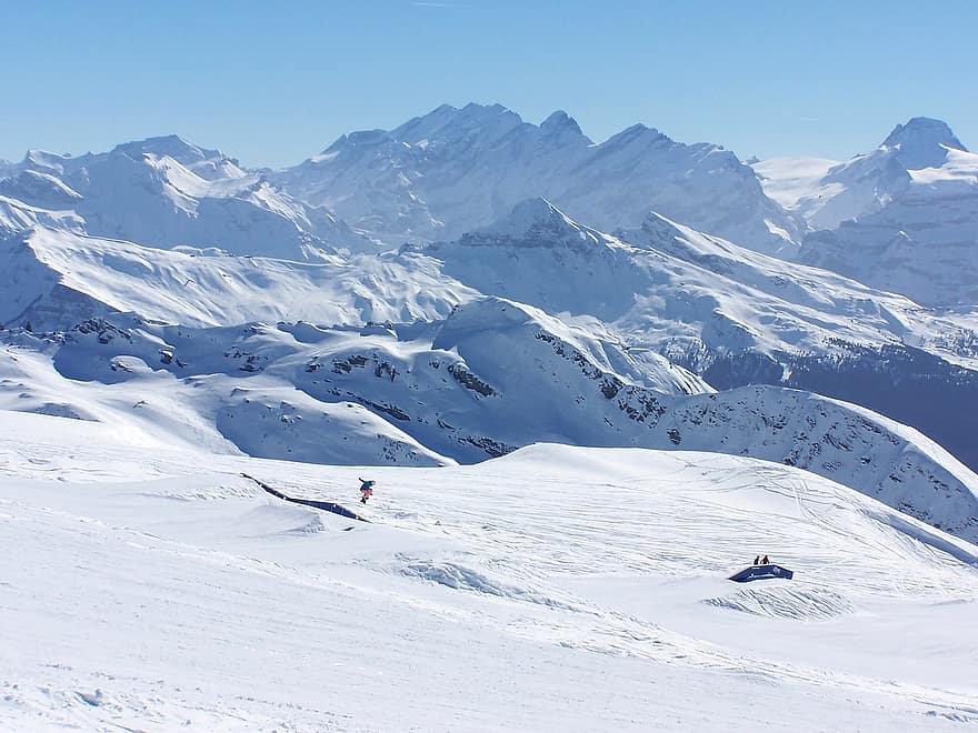 neve, montanhas, Alpes, alpinos, encostas, pistas de esqui, coberto de neve, montanhas de neve, Nevado, inverno, invernal