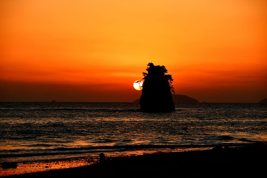 Republikken, Korea, Strand, solnedgang