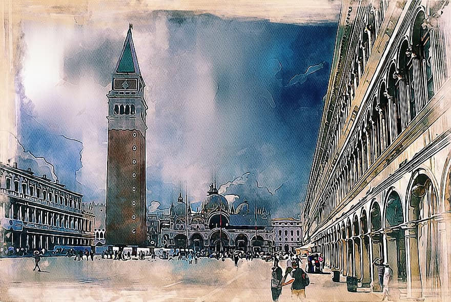 Venezia, piazza, st mark er, duomo, kupler, Italia, gondol, campanile, maske, kanal, kirke