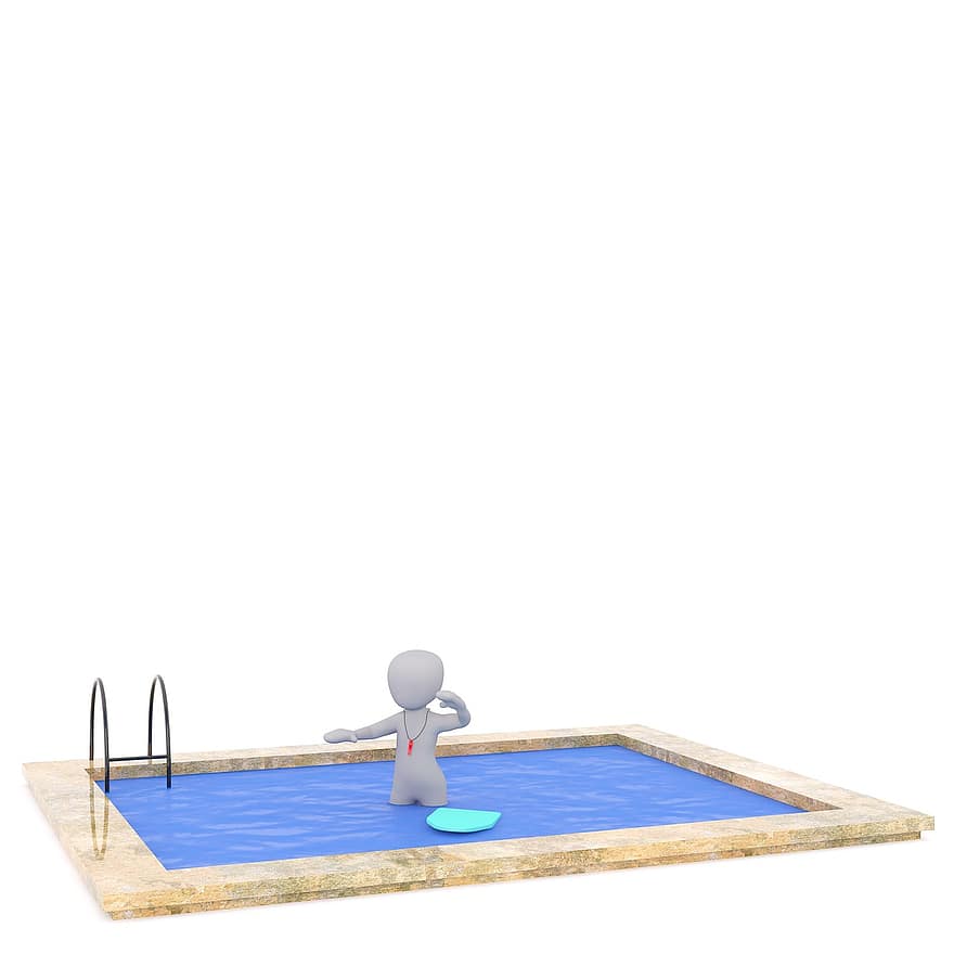 mascle blanc, Model 3D, aïllat, 3d, model, cos sencer, blanc, piscina, piscina infantil