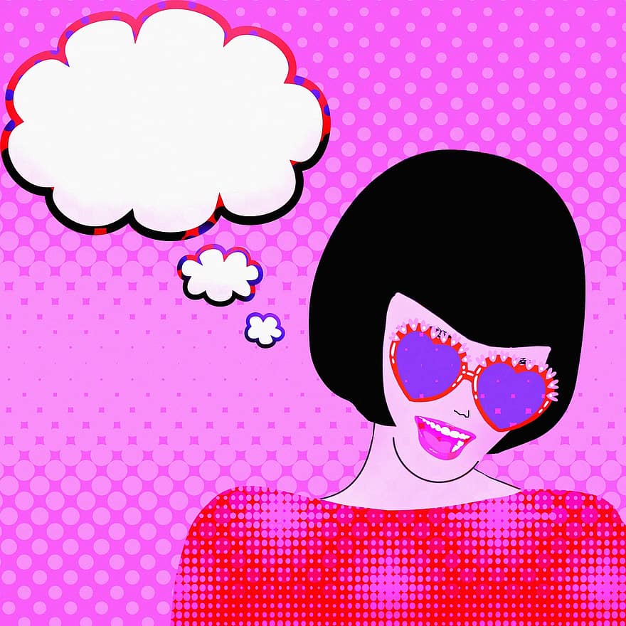 Pop Art Background, Girl With Speech Bubble, Halftone, Girl, Woman, Personality, Thinking, Speech Bubble, Female, Dream, Young Woman