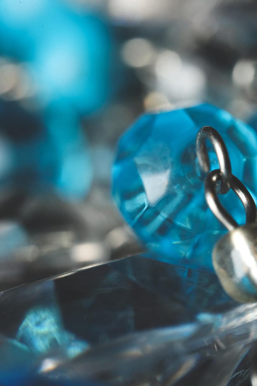 perhiasan, merapatkan, manik-manik, berkilau, rantai, biru, Kristal Biru, bokeh, aksesoris, Aksesoris