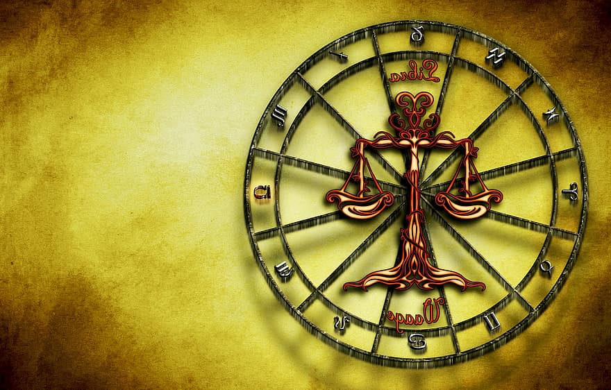 vaakasuora, Horoskooppi-merkki, horoskooppi, astrologia, symboli, eläinrata, Vaaka, uusi aika, tulkinta, keltainen, kulta-