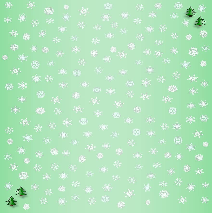 Christmas Background, Trees, Pine, Green, Gradient, Snowflakes, Christmas, Holiday, Winter, Season, Decoration