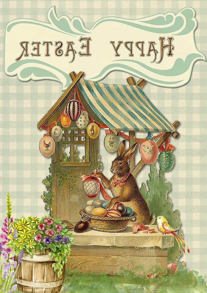 Великдень, Вітальна листівка, Вінтаж, Великодній заєць, картки, привітання, Щасливого Великодня, Великодні листівки, святкування, свято, Христе