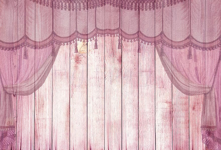 na madeira, Rosa, cortina de palco, decoração, fundo, vintage, nostálgico, brincalhão, romântico, madeira
