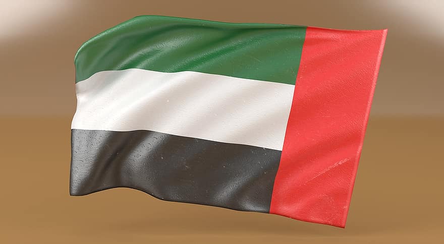 Spojené arabské emiráty, vlajka, sjednocený, Arab, emiráty, Dubaj, architektura, vlajky, arabský, bohatý, země