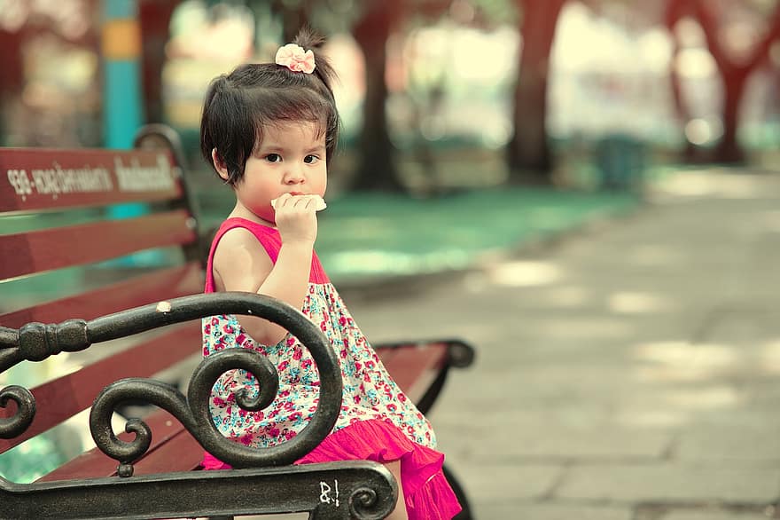 Toddler, Little Girl, Child, Kid, Young Child, Girl, Cute Girl, Bench