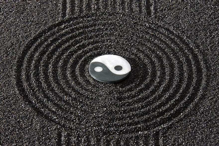 zen, yin yang, hengellisyys, harmonia, jooga, meditaatio, hiekka, symboli, hyvinvointi, kivi, itämainen