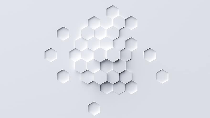 Polygon, šestiúhelník, The Angular, bílý, světlo, abstraktní, tapeta na zeď, vzor, nadmořská výška, reliéfní