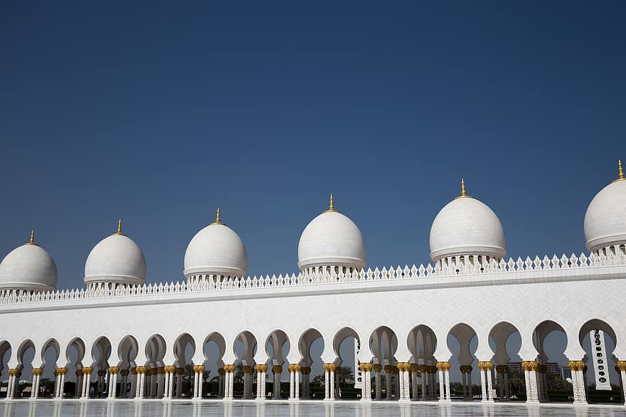 dôme, architecture, mosquée, ciel, Abu, religion, mosquée abu dhabi, Allah, arabe, bâtiment, Culture