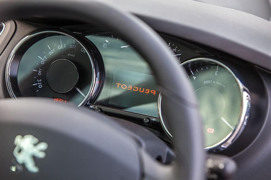Cockpit, Car, Steering Wheel, Drive, dashboard, speedometer, transportation, land vehicle, driving, speed, vehicle interior