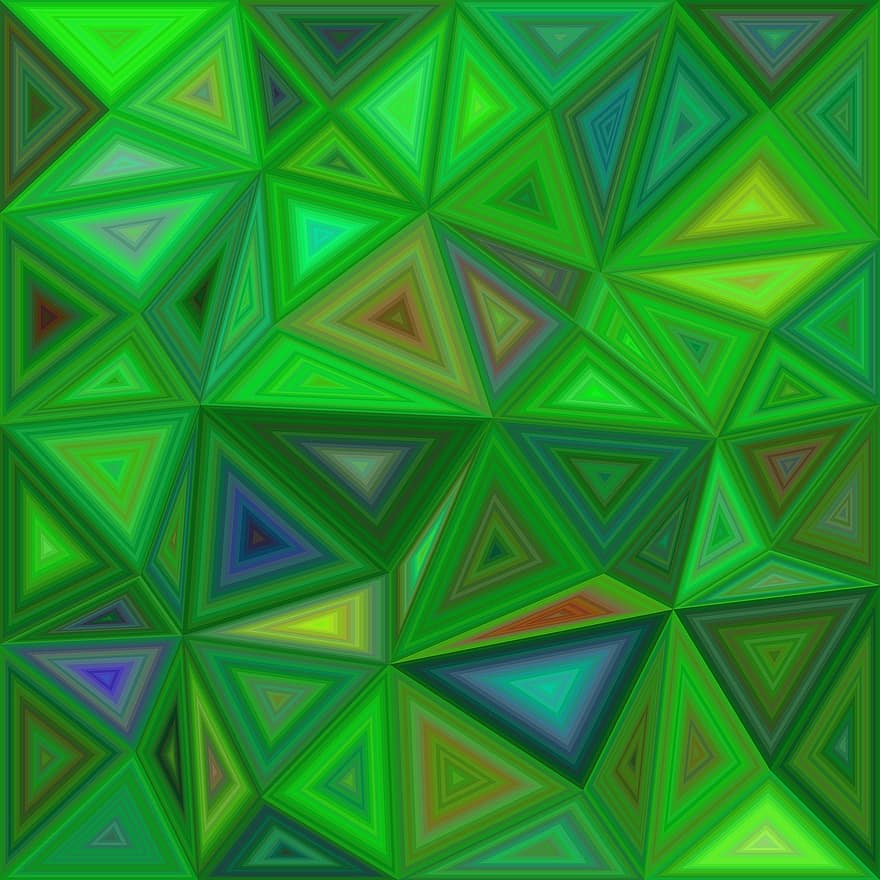 Triangle, Background, Polygon, Triangular, Concentric, Green, Tile, Mosaic, Triangle Background, Geometry, Abstract