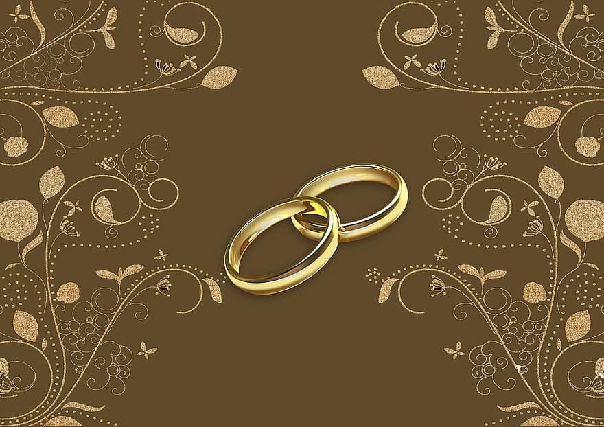 Boda, anillos, anillos de boda, ceremonia de boda, matrimonio, las flores, antes de, casar, joyería, símbolo, adornos