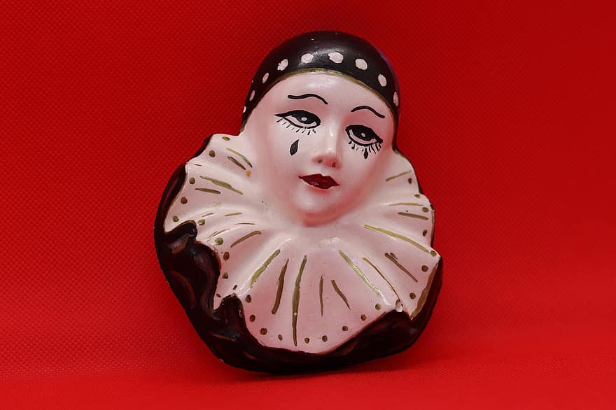 Pierrot, Pantomime, Figurine, Display, Decoration, Clown, Tears, Puppet, Carnival, Retro, toy
