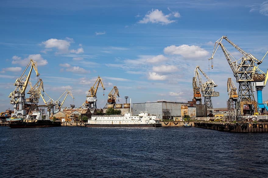 Port, Ship, Cranes, Cargo, Sea, Dock, Harbor, Industry, Transportation, Industrial, Transport
