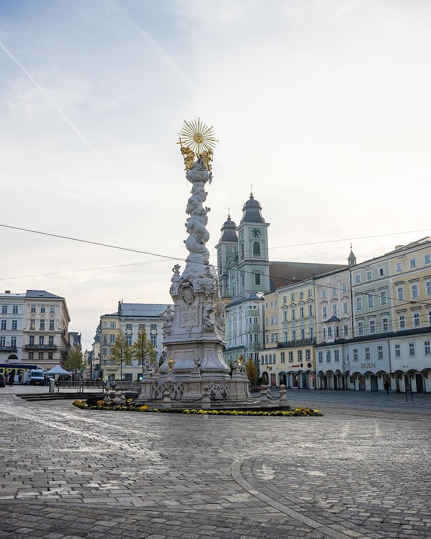 Linz, Trinity Column, Main Square, Austria, Upper Austria, Town Square, Baroque, Statue, Holy Trinity Column, City, Town
