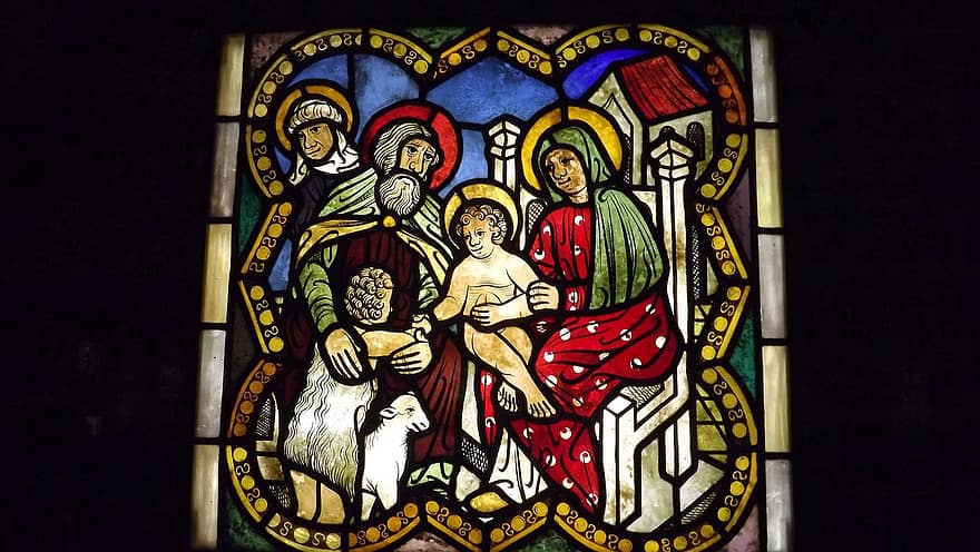 vetro colorato, finestra, Chiesa, omaggio, nascita, betlemme, religione, cristianesimo, credenza