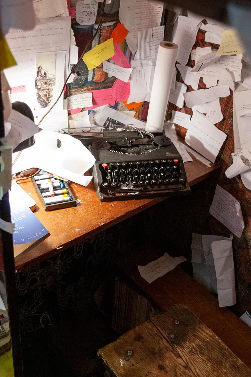 skrivemaskin, skriving, bord, arbeid