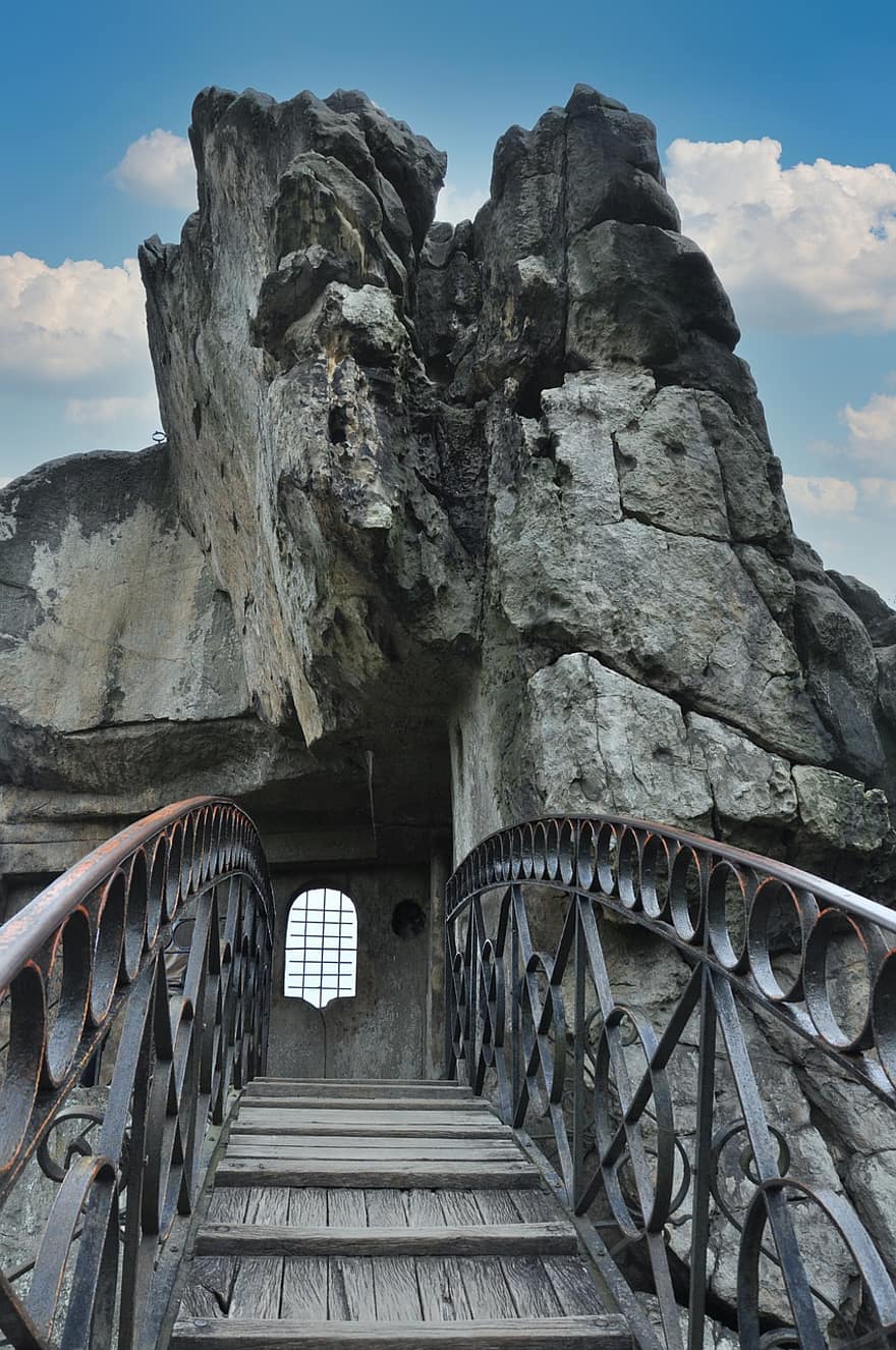puente, rock, externsteine, arenisca, formacion de roca, histórico, punto de referencia, monumento natural, atracción turística
