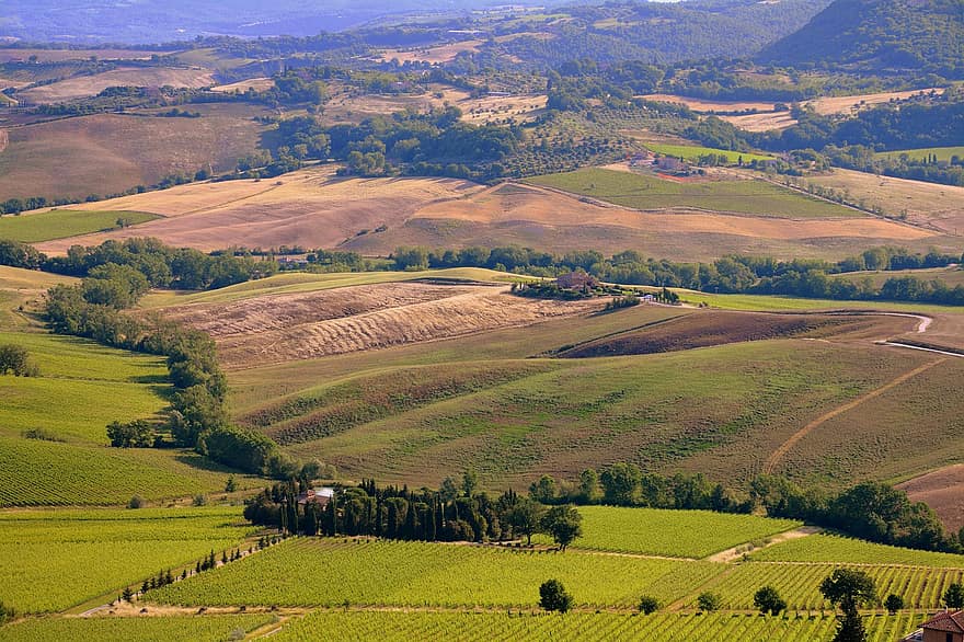 vanaf het begin, heuvel, Toscane, prato, landschap, natuur, landbouw, toneel-