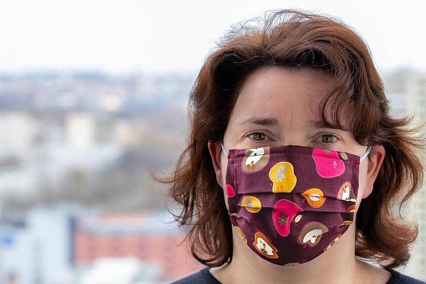 vrouw, gezichtsmasker, pandemisch, masker, covid-19, coronavirus