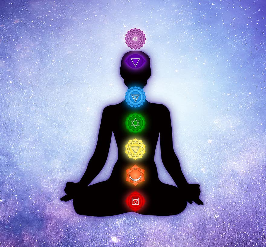 ioga, meditació, univers, chakras, meditar, posició de lotus, budisme, espiritualitat, estil de vida saludable, religió, relaxació