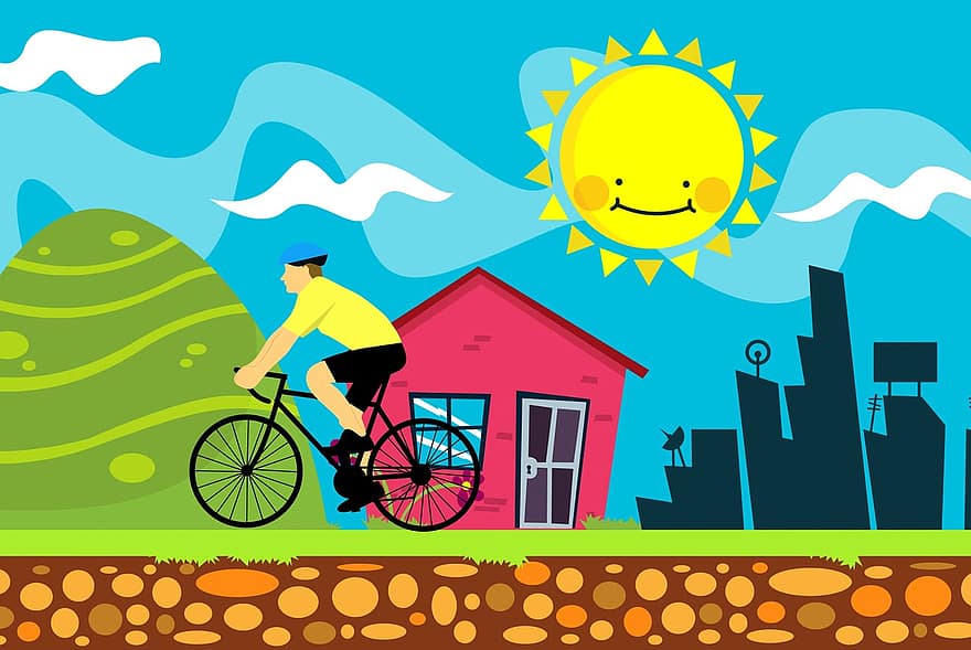 منتزه ، مدينة ، دراجة ، دراجة هوائية ، الحياة ، شمس ، شجرة ، عامة ، اشخاص ، رياضة ، جانب