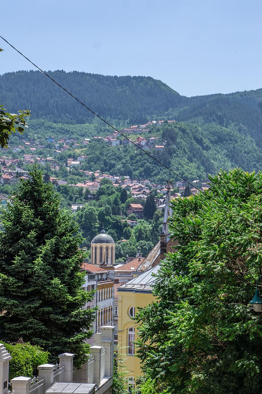 bygninger, gade, by, by-, kapital, arkitektur, Sarajevo, Bosnien-Hercegovina