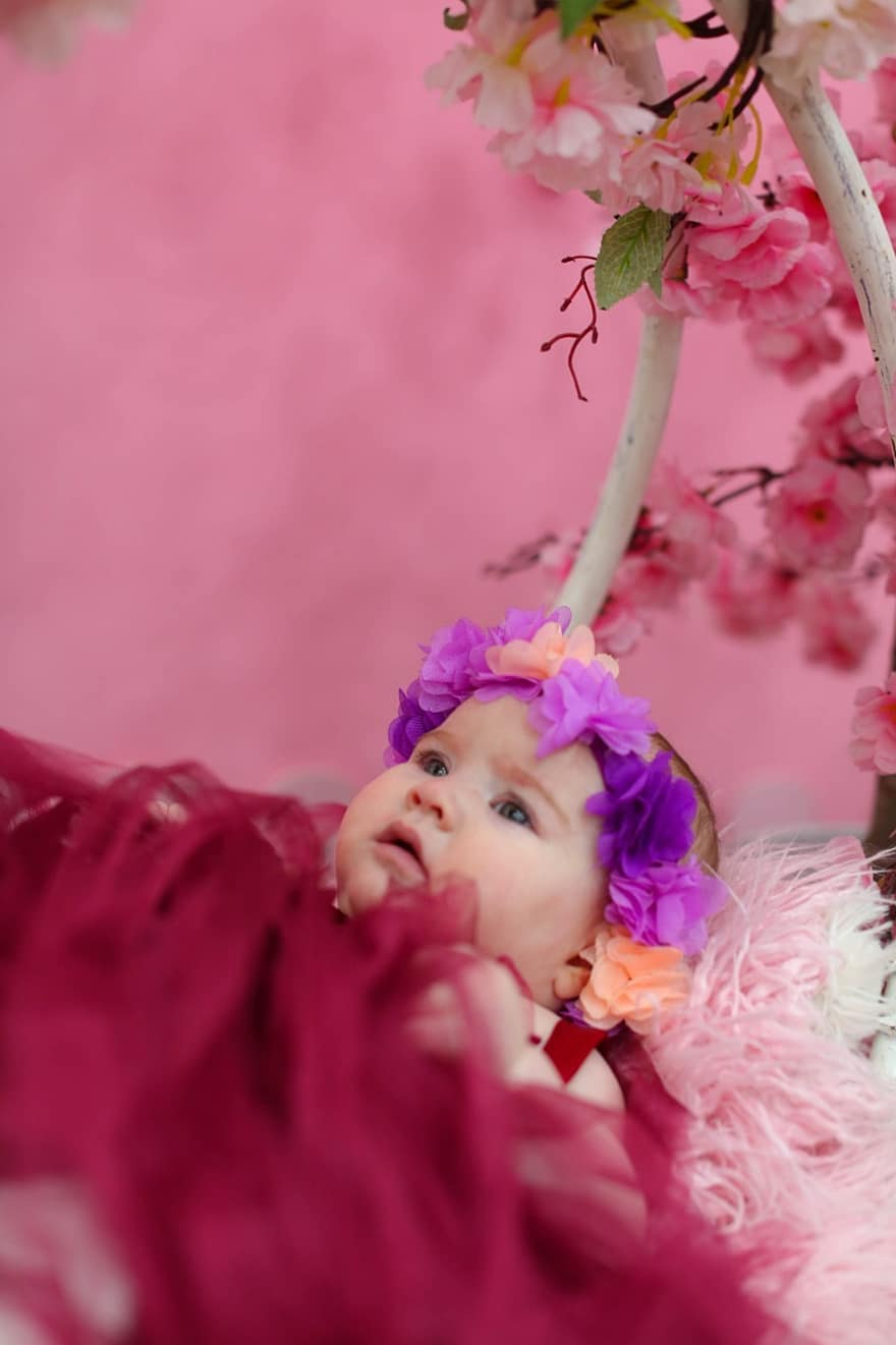fetiță, Baby Photoshoot, bebelus, copilărie, copil, portret, drăguţ, culoarea roz, zâmbitor, mic, frumuseţe