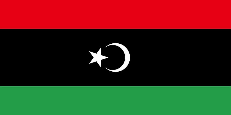 Libye, vlajka, přistát, erb, znaky