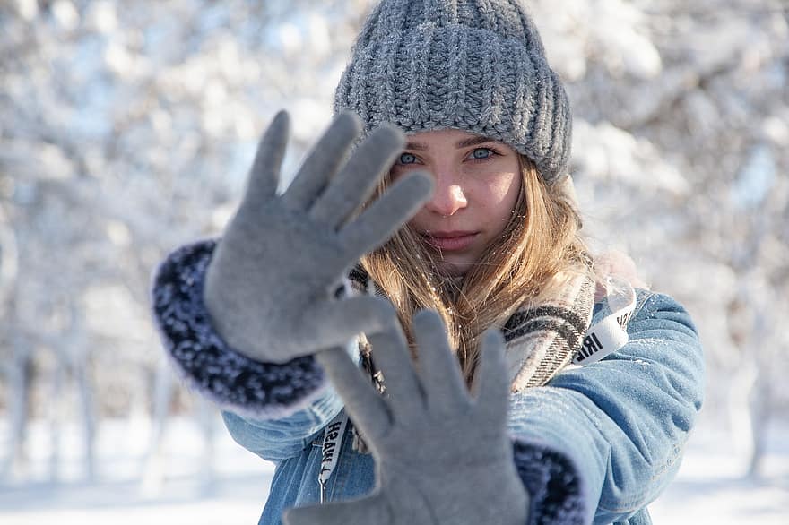 Girl, Fashion, Winter, Mood, Cold, Gloves, Scarf, Cap, Young Woman, Person, Beautiful