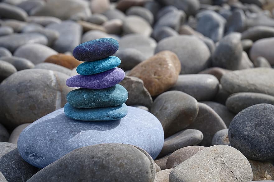 batu, meditasi, zen, keseimbangan, beristirahat, kesabaran, relaksasi, pantai, merenungkan, Feng Shui, kerikil
