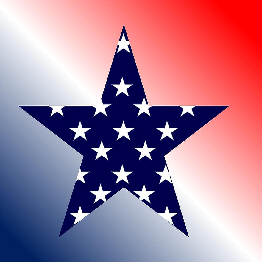 Amerika, hazafias, piros, fehér, kék, gradiens, csillag, függetlenség, dom, július, 4.