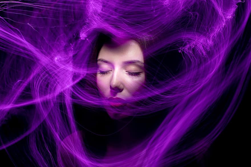 Woman, Face, Light Painting, Light, Girl, Beauty, Portrait, Abstract, Colorful, Fantasy, Magical