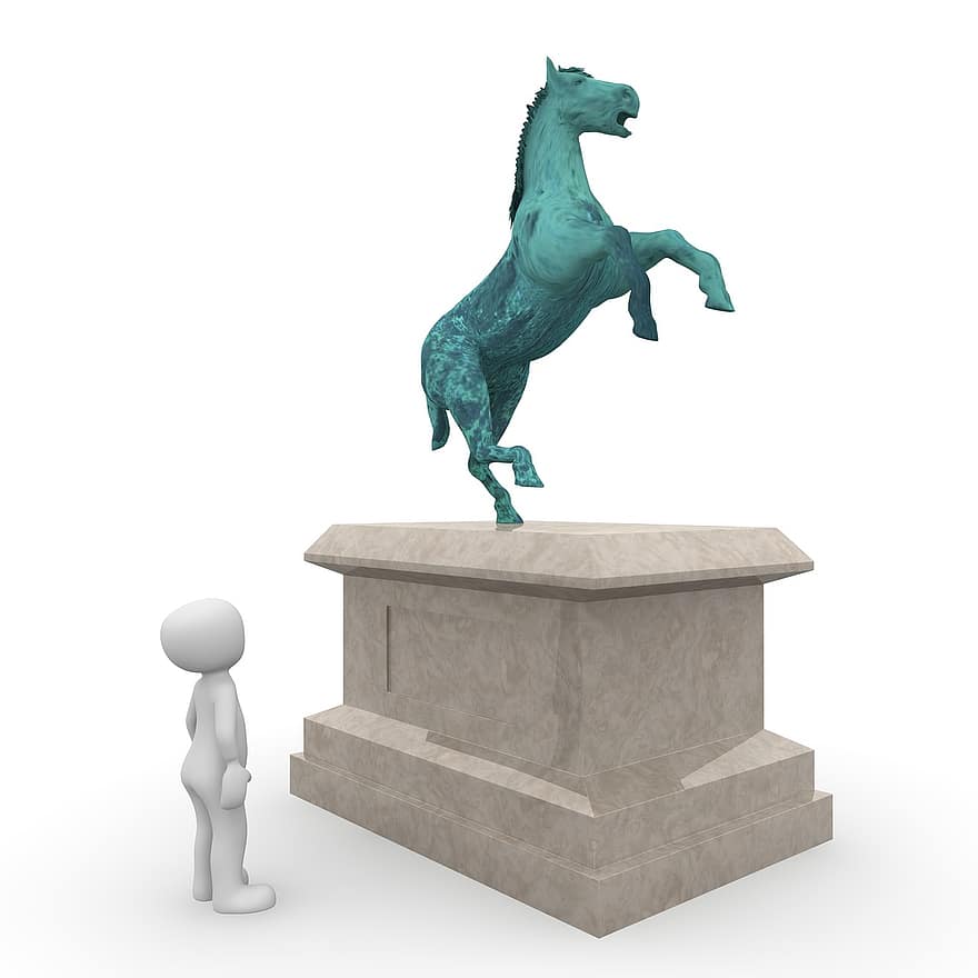 monument, cheval, Obliger, globe, pierre, sculpture, point de repère