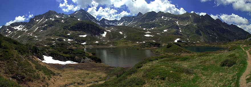 Giglachseen, езеро, Австрия, планини, Щирия, панорама, Шладминг Тауерн, планина, планински връх, лято, пейзаж