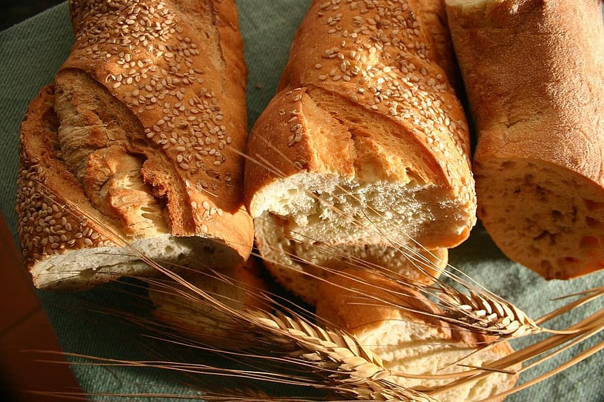 un pan, comida, trigo, frescura, rebanada de pan, junquillo, ciabatta, horneado, gastrónomo, alimentación saludable, planta de cereal