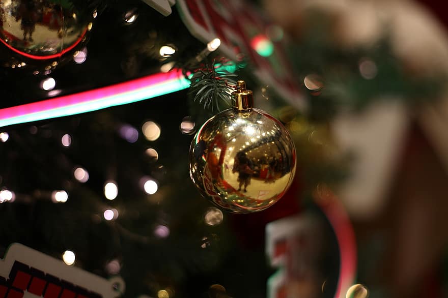 julgran, Semester, jul, dekoration, firande, dekorativ, december, säsong-, festlig
