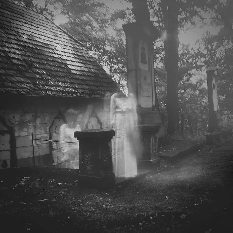 дух, кладбище, церковь, часто посещаемый, привидение, белая леди, жутко, галлюцинаций